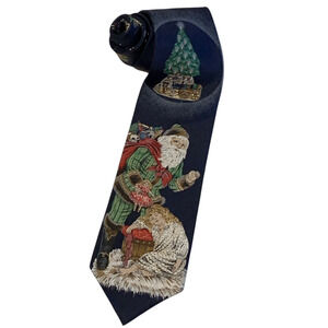 Vintage Wembley Silk Tie Old Fashioned Santa Father Christmas 60" Holiday
